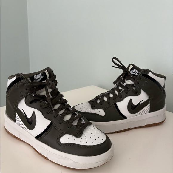 NIKE Dunk High Up Women’sCargo Khaki / Summit WhiteSize 9Like new!
